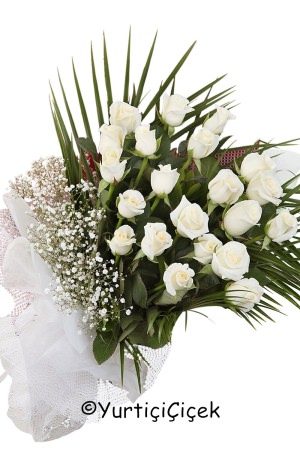 21 White Roses Bouquet 