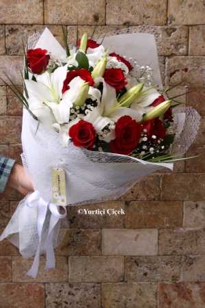 Lilies and Red Roses Bouquet - 2